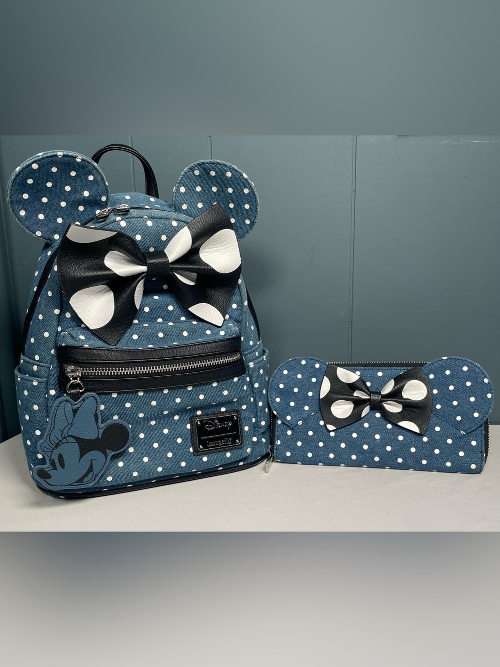 Loungefly Disney Minnie Mouse Polka Dot Mini Backpack & Wallet Set HTF Vaulted